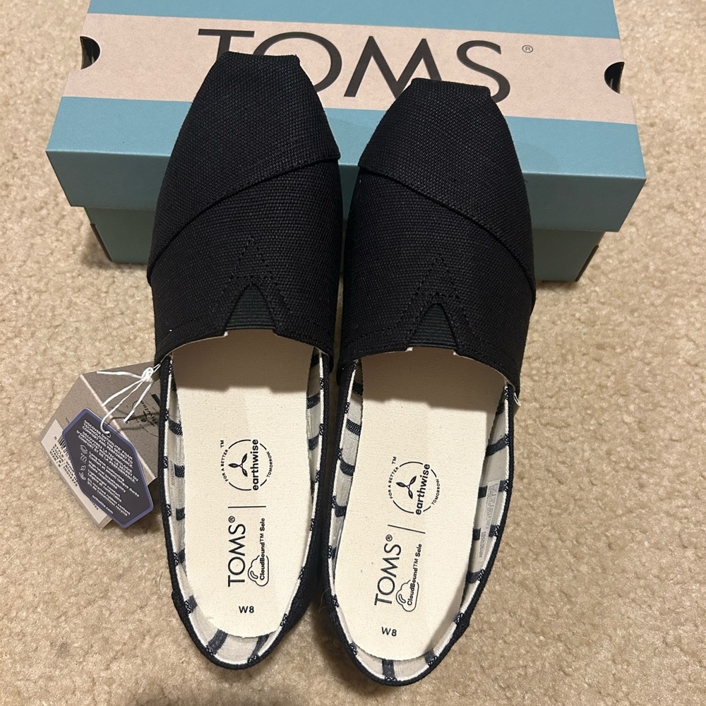 Toms black Alpargata size 8